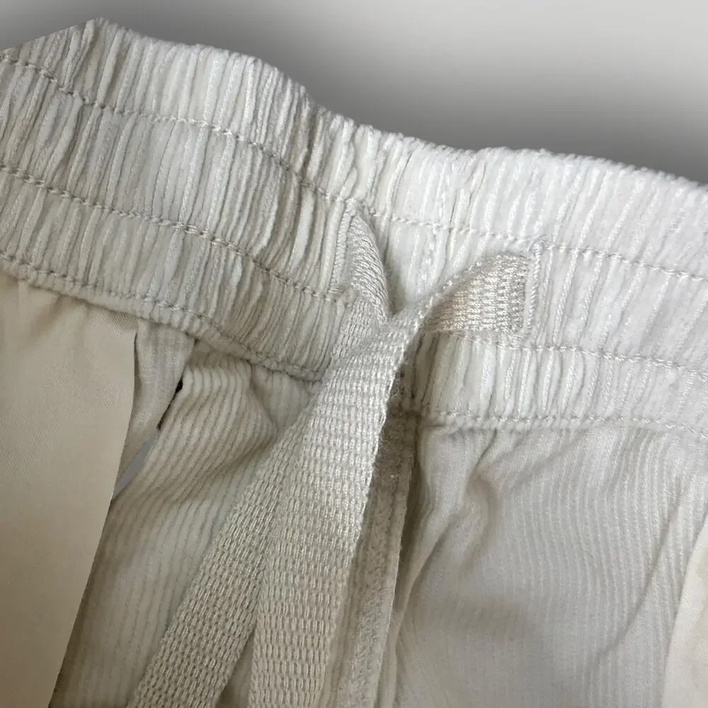 Uniqlo Men’s Corduroy Pull On Pants Ivory Elastic Waist Drawstring Size S